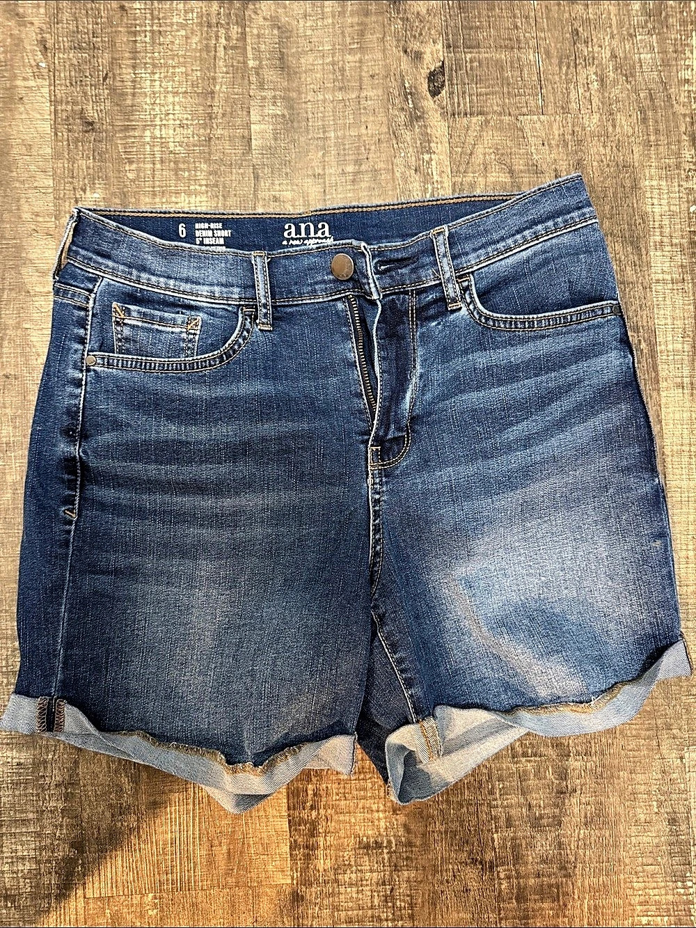 ana High-Rise Denim Short Shorts in Blue Size 6
